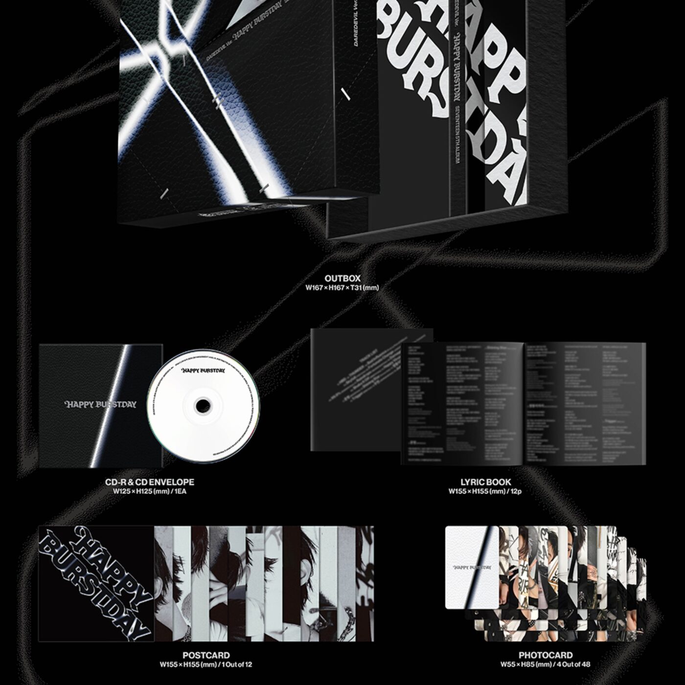 SEVENTEEN [HAPPY BURSTDAY] 5th Album DAREDEVIL Ver./CD+Lyric+5 Karte+Binder+GIFT